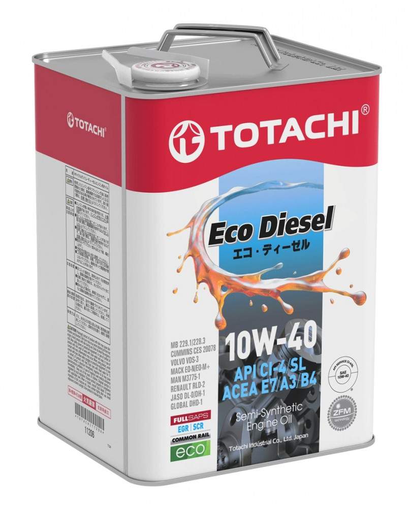  моторное TOTACHI Eco Diesel CI-4/CH-4/SL п\синт 10W-40 6 л - mcmauto