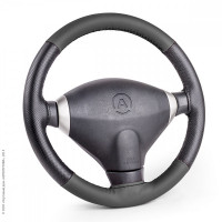 Оплётка для перетяжки руля "AUTOPROFI", экокожа с перфорированными вставками, нить, игла, чёрый, разм. М, 1/51