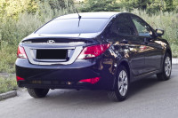 Накладка на задний бампер (2мм) для Hyundai Solaris I рестайлинг 2014-2016 (седан) , шагрень