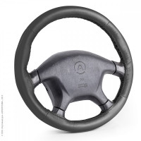 Оплётка для перетяжки руля "AUTOPROFI", натуральная кожа, нить, игла, чёрный, разм. М, 1/51