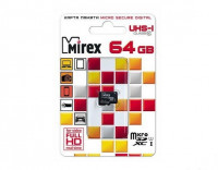 Карта памяти Micro SD Mirex 64GB XC (Class10, UNS-1) (Китай, арт.13612-MC10SD64, 1 шт)