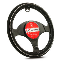 Оплетка руля "AUTOPROFI", материал синтетический нубук, разм. М - (AP-2020 BK/WH (M))