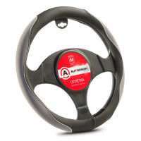 Оплётка руля "AUTOPROFI", материал софттач, разм. М - (AP-2021 BK/GY (M))