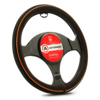 Оплетка руля "AUTOPROFI", материал синтетический нубук, разм. М - (AP-2020 BK/ORANGE (M))
