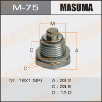 Болт маслосливной A/T С МАГНИТОМ MASUMA (с шайбой) Mitsubishi AIRTREK.CU2W 18x1.5mm