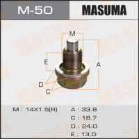 Болт маслосливной С МАГНИТОМ MASUMA (с шайбой) Mazda 14х1.5mm GDEA,BG3P,BHALP,BG5PE,NASC