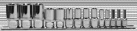 910714 Набор головок торцевых глубоких 1/4", 3/8", 1/2"DR на держателе, внешний TORX®, E4-E24, 14 предметов Ombra