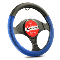 Оплётка руля "AUTOPROFI", материал софттач, разм. М - (AP-2022 BK/BL (M))