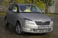 Накладки на передние фары (реснички) компл.-2 шт. для Skoda Fabia II 2010-2013, глянец (под покраску)